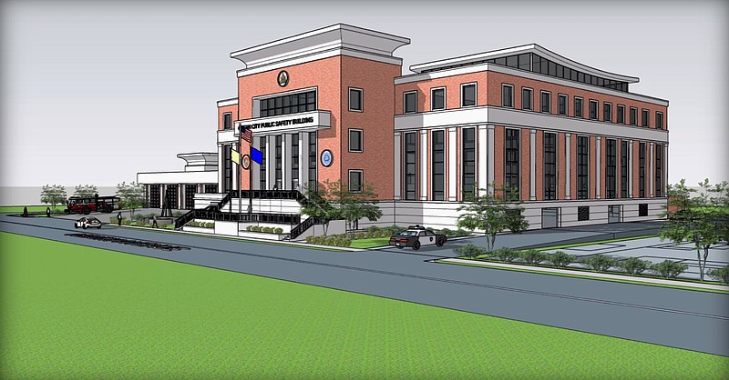 An architectural rendering depicts the front of what was proposed to replace the police station. (Courtesy of City of Ocean City)