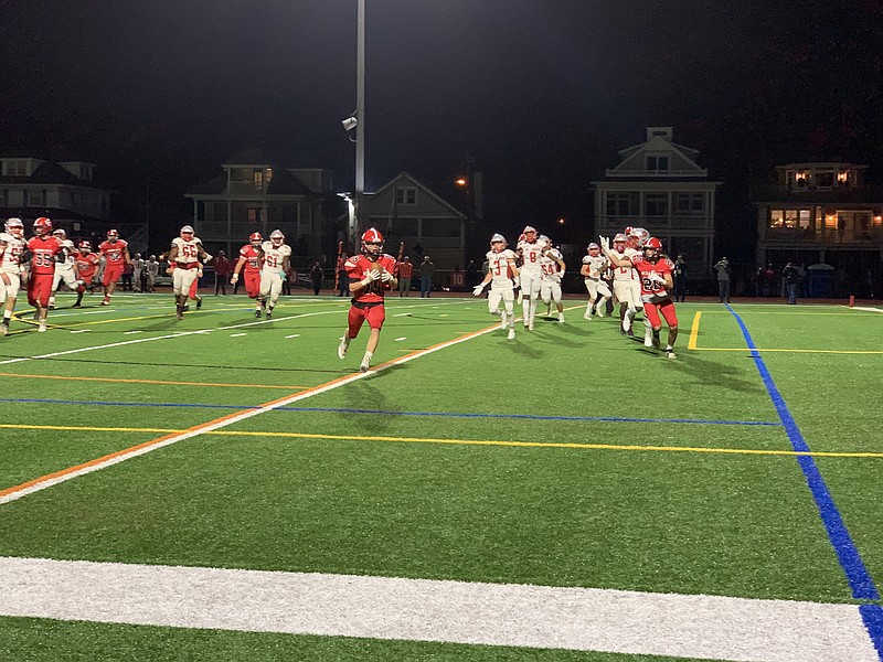 The Red Raiders lock up their first win against St. Joseph since 1976.