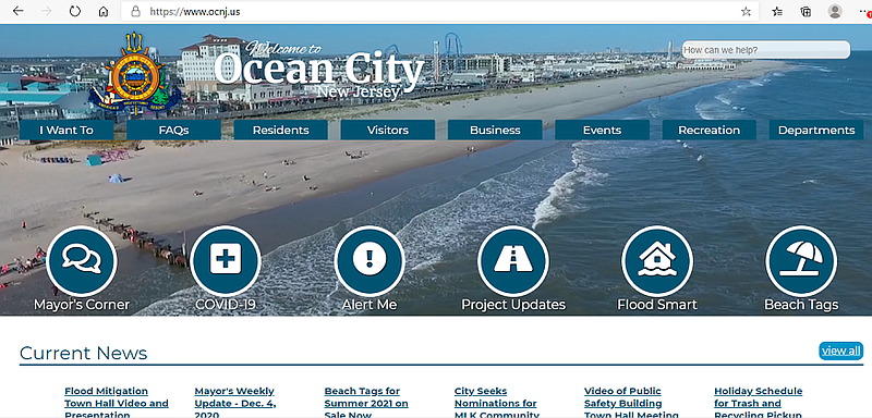 A screenshot gives a glimpse of the new design of the city's website.