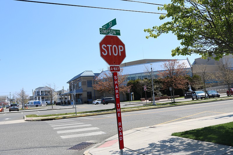 A four-way stop at 17th Street and Simpson Avenue helps with traffic next to the Community Center.