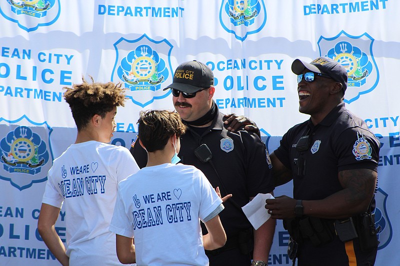 Officers Jack Davis and Ben Bethea lead a bicycle safety presentation for almost 75 young teens from Ocean City in May. (Photo courtesy City of Ocean City)