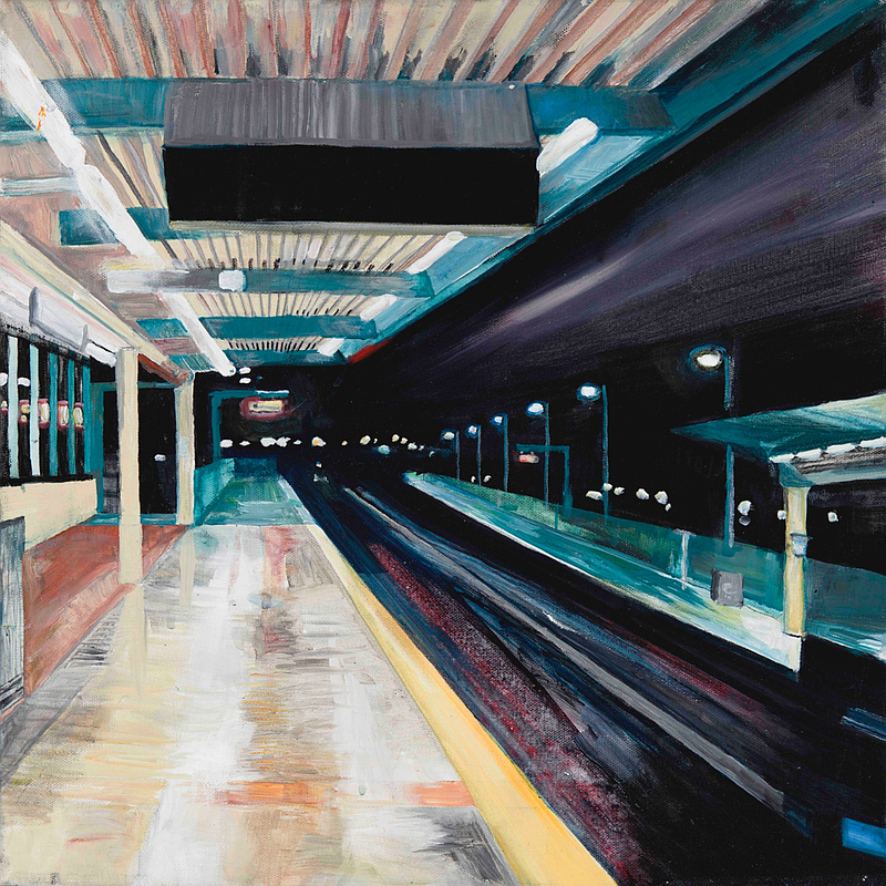 Macarthur Station, 25x25, Acrylic on Canvas