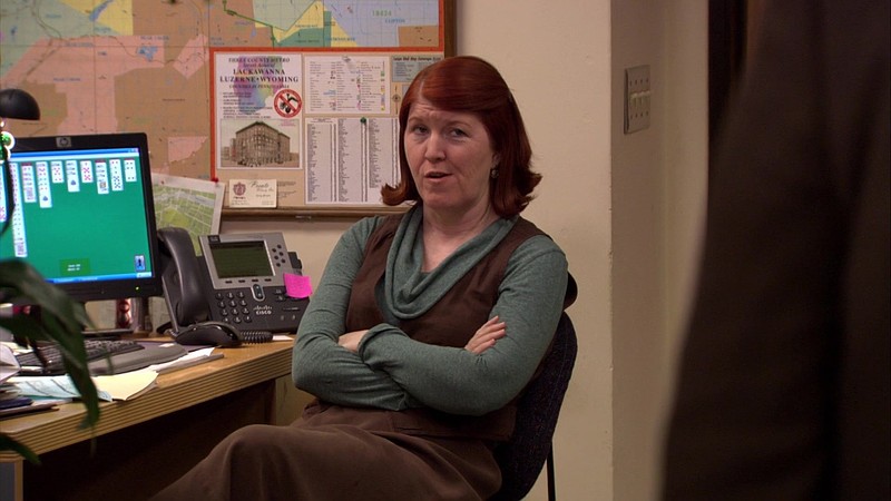 Kate Flannery in an episode of The Office. (Photo courtesy of Product Placement Blog)