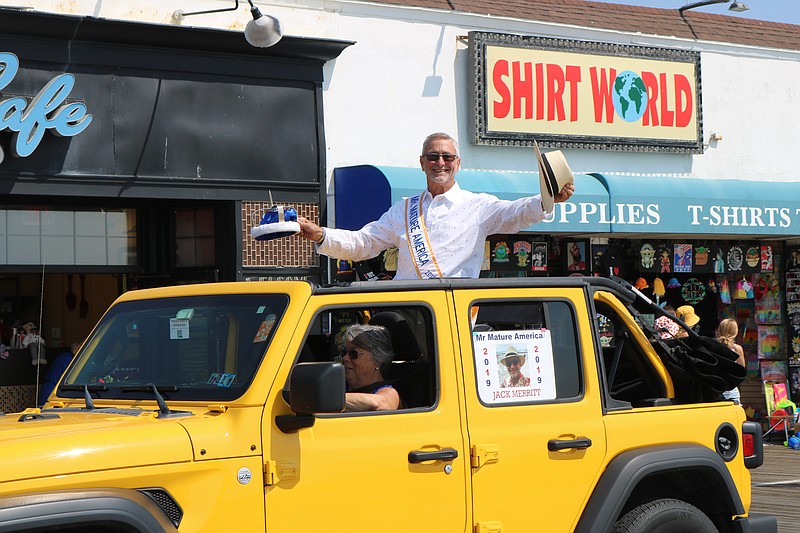 Mr. Mature Jack Merritt rides in the Baby Parade in 2021.