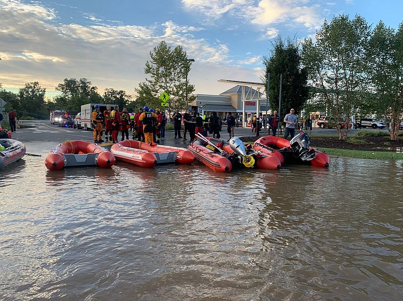 Boats are lined up for search and rescue efforts. (Photo courtesy of Ocean City Firefighters Association)