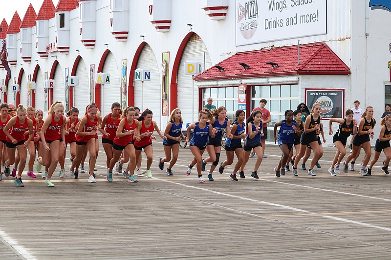 The girls get underway at the start line.