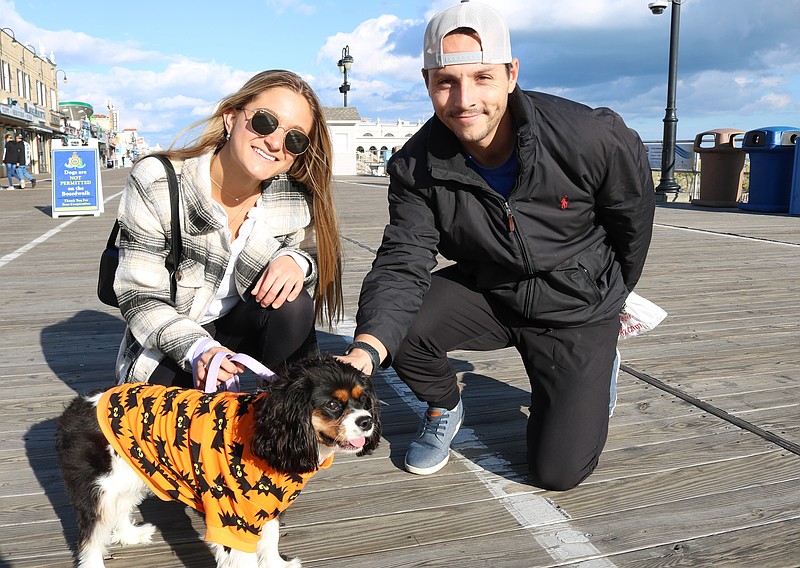 Jess Sucharski and her boyfriend, Nick Familetti, both of Philadelphia, with their pooch, Pippa.