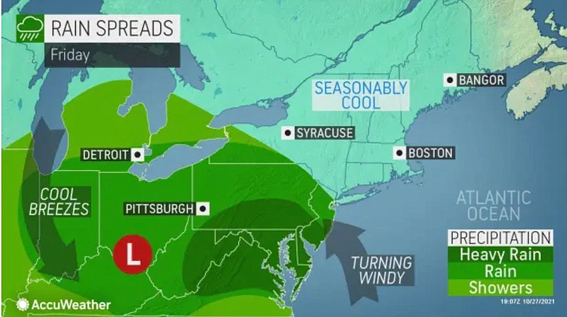 Heavy rain, gusty winds and flooding are expected Friday at the Jersey Shore. (Courtesy of AccuWeather)