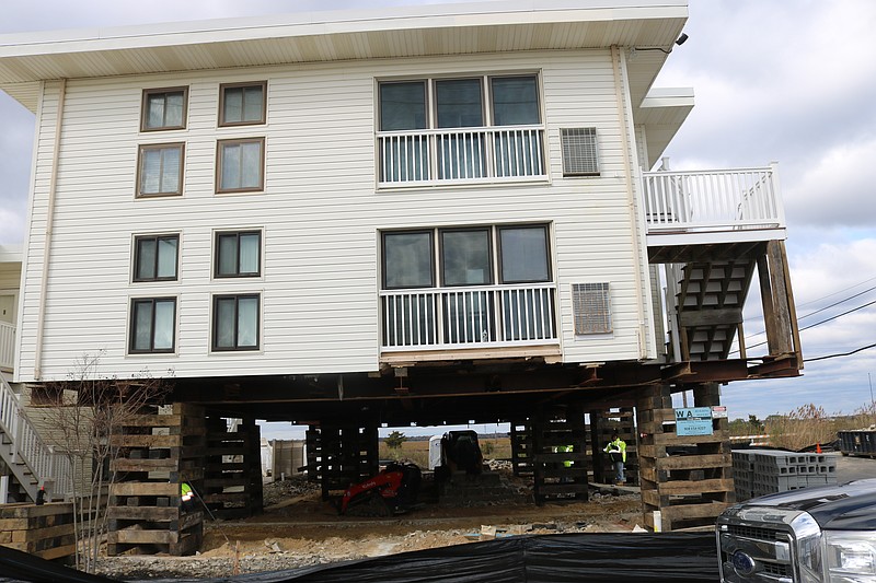 The 52-unit Ocean Aire condominium complex is being raised above flood levels in a $3 million project.