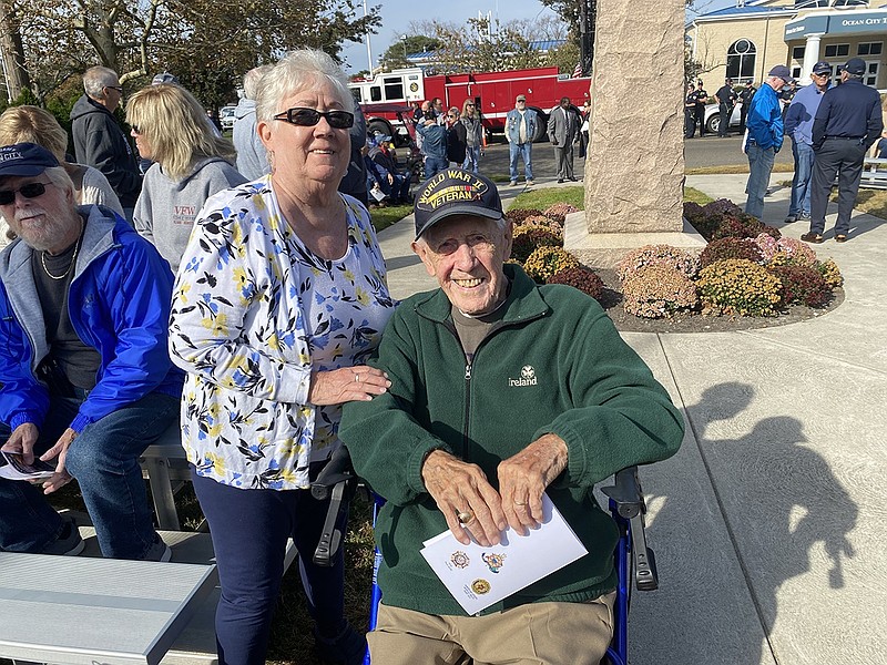 Francis McCormac in 2021, joined by his daughter, Pat at the Ocean City Veterans Day ceremony.