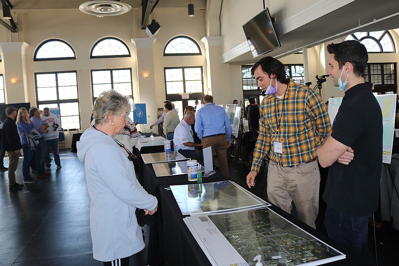 Members of the public speak with Orsted representatives during the most recent in-person meeting in Ocean City on Nov. 6.