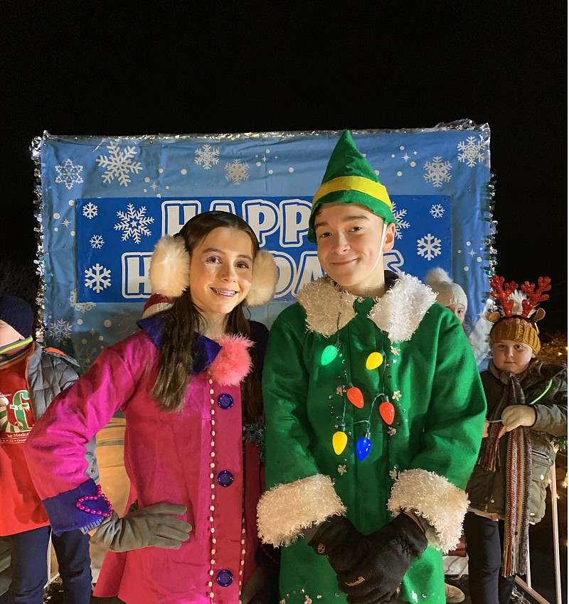 "Buddy the Elf" is played by Nathan Lera and "Jovie" is played by Sydney Halliday. (Photo courtesy of Ocean City Theatre Company)