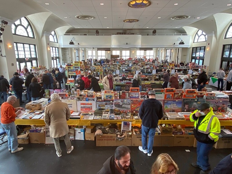 The floor of the Music Pier is packed with dealers and fans of model trains. The show continues on Sunday from 10 a.m. to 4 p.m. and admission is free.