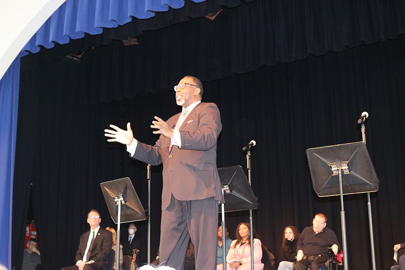 Rev. Gregory Johnson recites Dr. King's "I Have a Dream" speech during the MLK Day service in 2022.