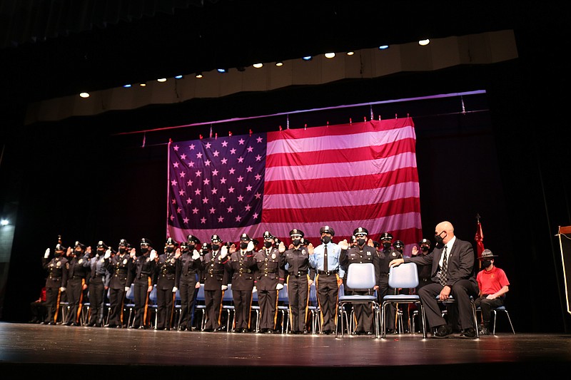 The 48 graduates take their oath as new officers for police departments in New Jersey.