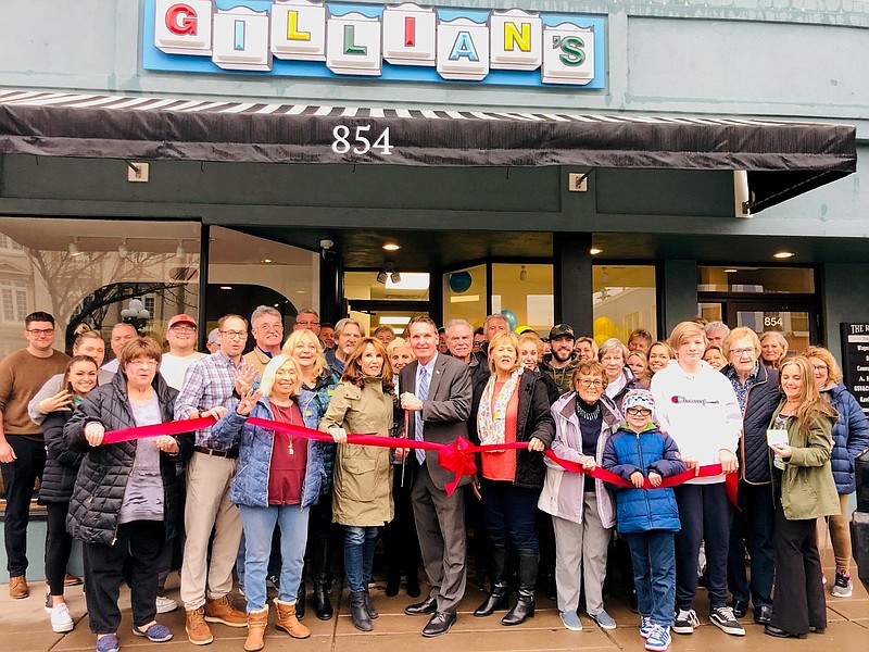 Joined by his supporters, Mayor Jay Gillian cuts the ribbon during the opening ceremony. (Photo courtesy of the Committee to Re-elect Mayor Jay Gillian)