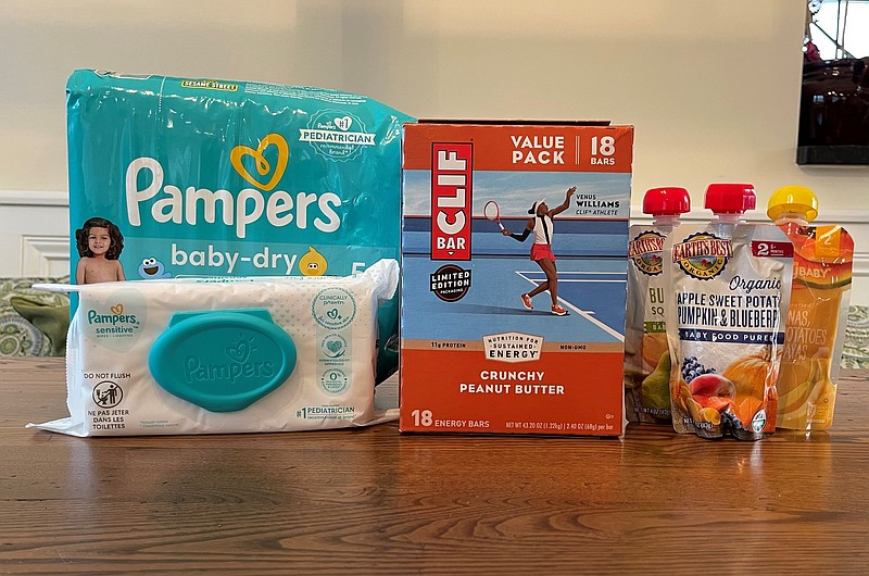 Baby Wipes, Diapers, Baby Food Pouches and Energy Bars are items needed for the donation.