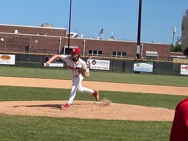 Raiders starting pitcher Duke McCarron goes 5 2/3 innings with 8 strikeouts.  