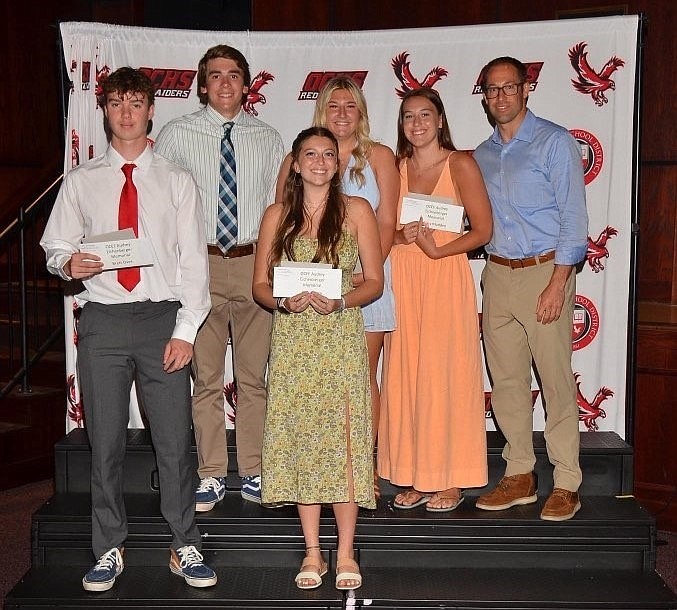 In Honor of Audrey Eichenberger Scholarship winners, from left front, Andrew Allegretto, Keira Janto, Brett Oves, Morgan Beckmann and Riley Madden, and incoming OCEF President Pete Madden. (Photos courtesy of OCEF)