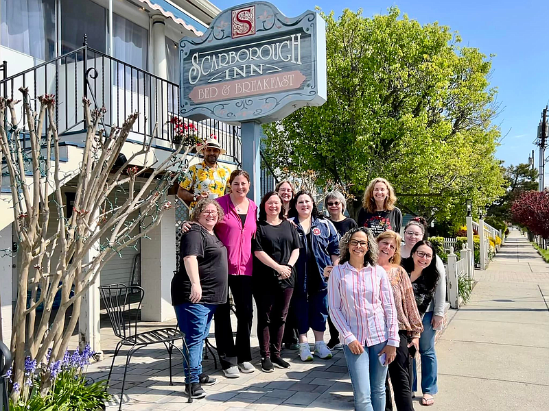 Mothers of children with disabilities enjoy a vacation at Scarborough Inn in Ocean City. Innkeeper Sne Avichal is pictured in the back. (Photos courtesy of AMR)