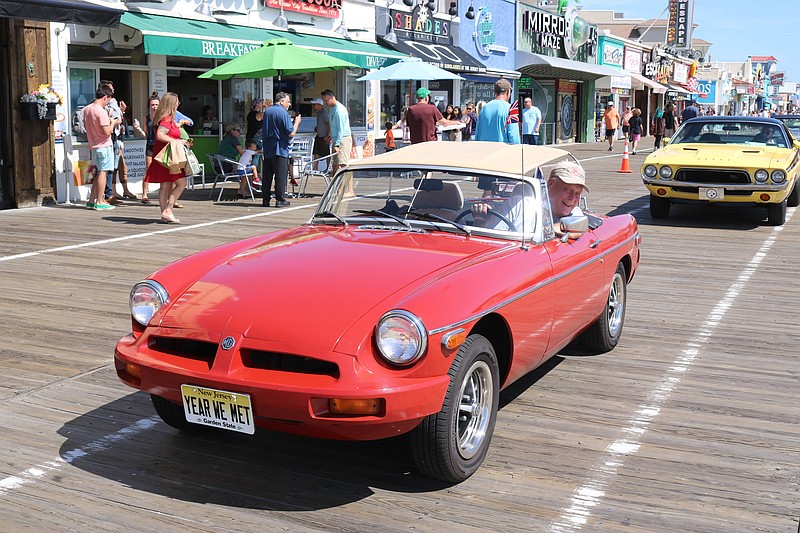 Martin Fiedler, of Mays Landing, takes a drive in his 1979 MG he calls "Kate."