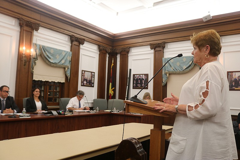 Ocean City resident Sheila Hartranpt, who opposes raising beach fees, tells Council that young families may not be able to afford a price increase.