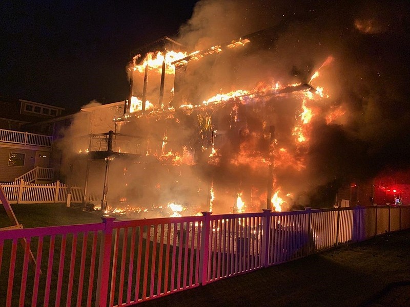 Fire engulfs an Ocean City home early Tuesday morning, displacing a family of five. (Photo courtesy of Ocean City)