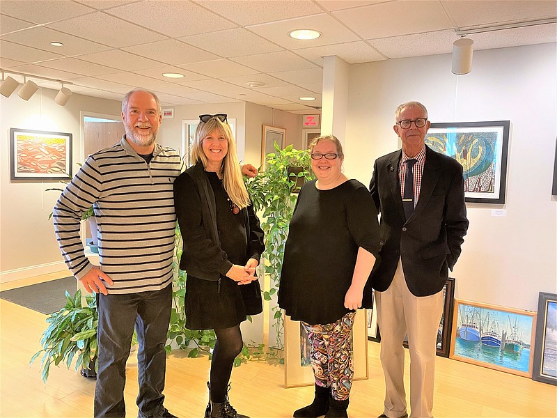 Art show judges from left, Chuck Law, Sharon Kiefer and Katherine Aikens with Dr. Jack Devine, Arts Center board president. (Photo courtesy of Ocean City)