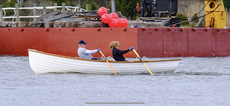 Pilgrim Paddle race organizer Wayne Mac Murray goes rowing with his wife, Ann.