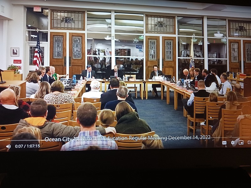 A screenshot shows the Board of Education meeting Wednesday. (Courtesy of Martin Fiedler, Just Right TV Productions LLC)