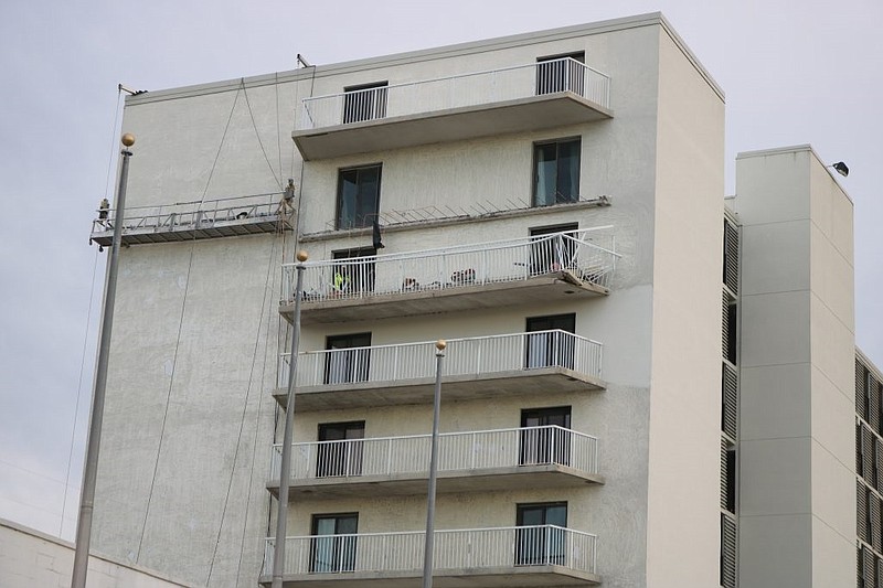 The balcony on the eighth floor collapses onto the balcony of the seventh floor at the south tower of the Spinnaker condominiums in Sea Isle City.