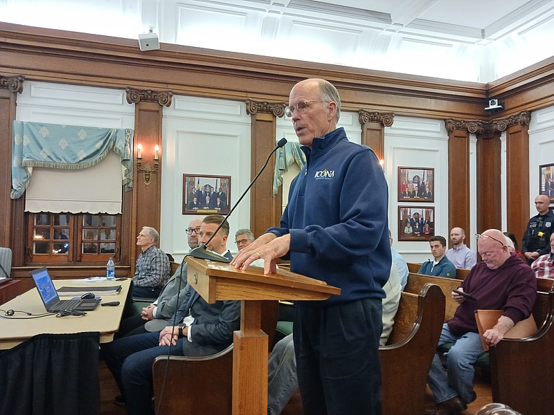 Eustace Mita, owner of Icona Resorts, gives a presentation on his proposed Ocean City hotel to City Council on Feb. 23.