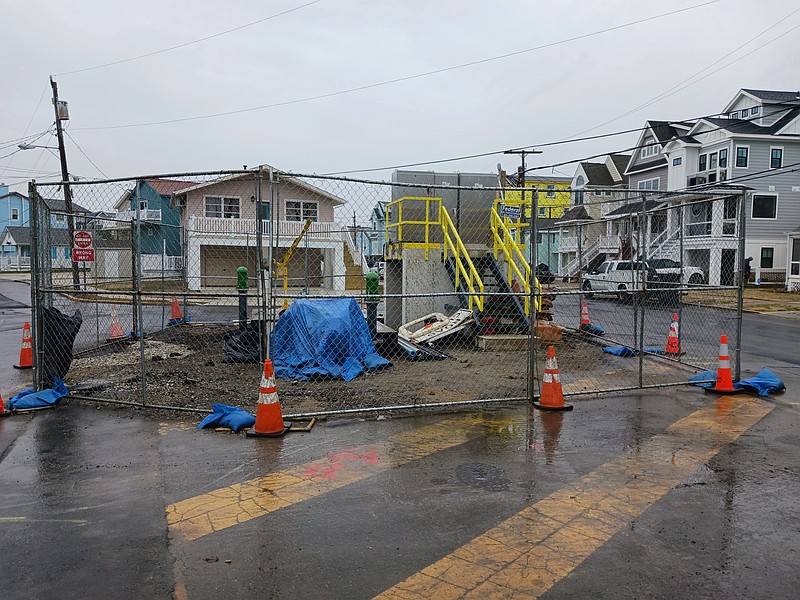 New Jersey American Water company's wastewater pumping station is under construction on West 17th Street.