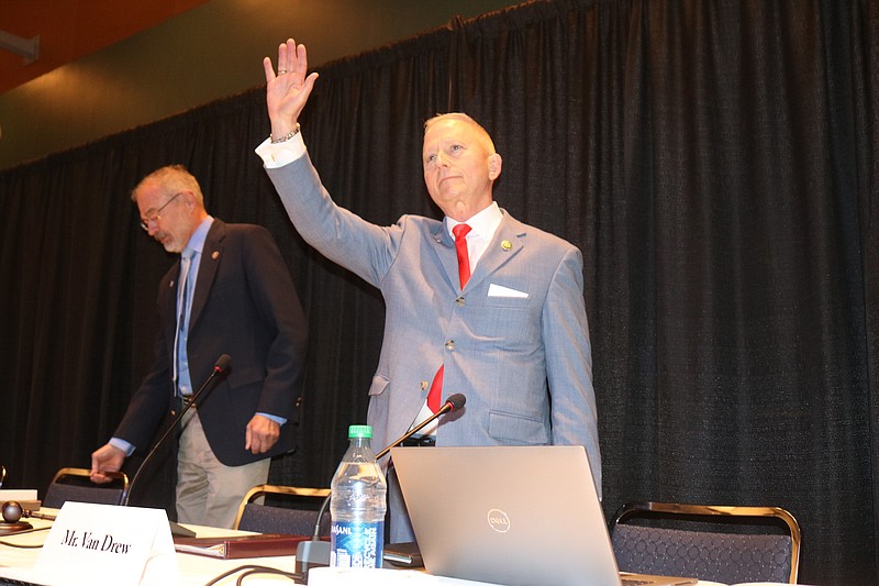 Congressman Jeff Van Drew waves to the audience during a March 16 congressional hearing on the possible negative impacts of wind farms.