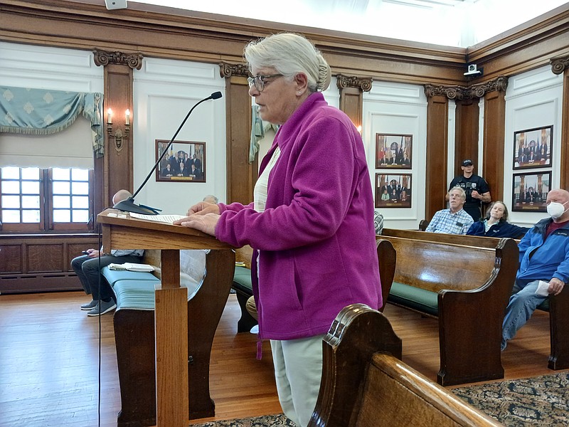 Ocean City resident Susan Cacovaner addresses Council in May about reckless riders of e-bikes.