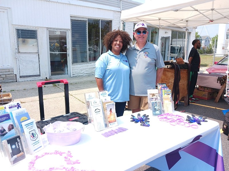 Prosecutor's Office representatives Cheryl Spaulding and Prosecutor Jeffrey Sutherland at the Hope 1 table.