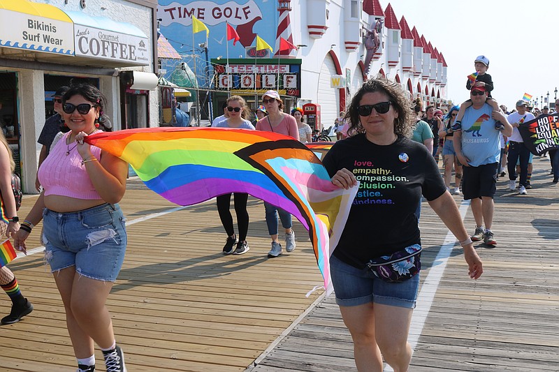 Nathaly Urquilla, left, of Egg Harbor Township, and Nina Meron, of Ocean City, display their pride. 