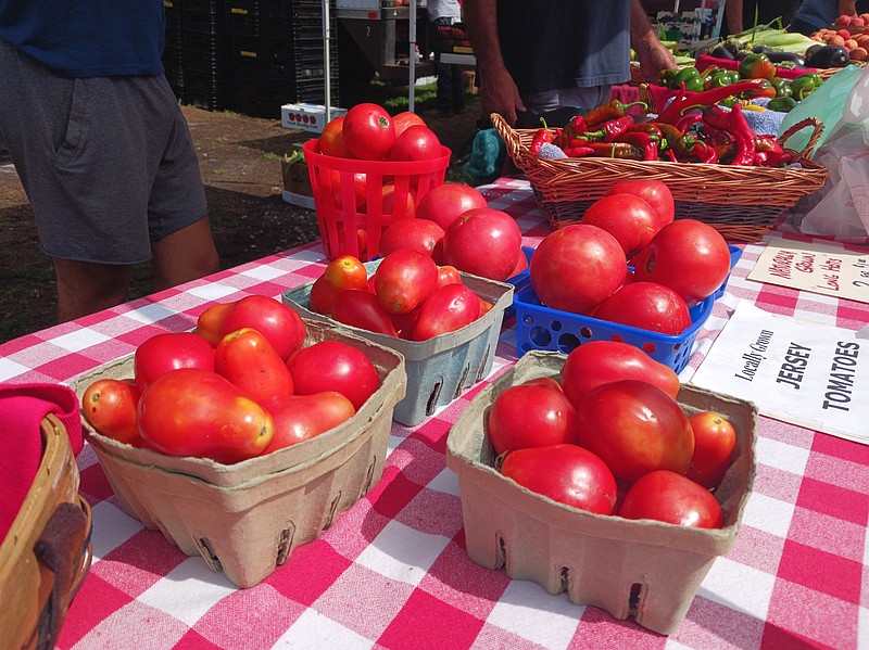 These ripe Jersey Toms are ripe and ready for purchase at the Farmers Market