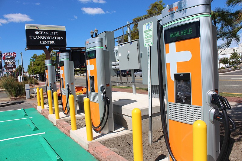 Four new charging stations for electric vehicles are available at the Ocean City Transportation Center. (Photo courtesy of Ocean City)