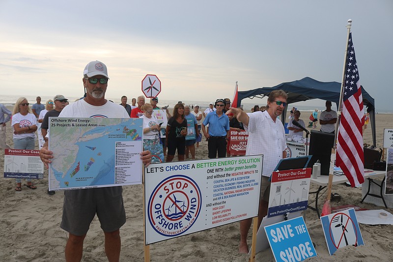 Protesters denounce the offshore wind farm projects during a rally in September on the 35th Street in Ocean City.