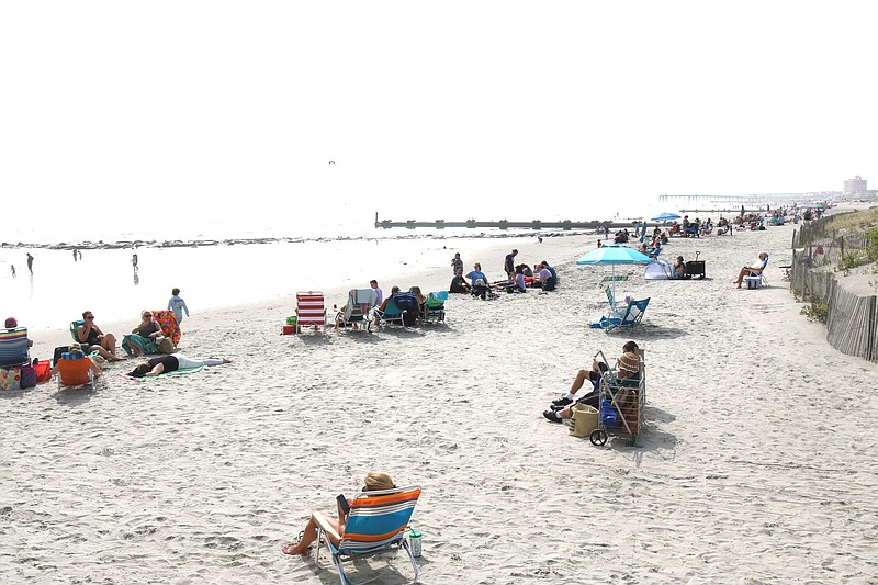 A view of beachgoers from the Music Pier.