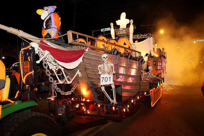 A ghost ship float decorated with skeletons and goblins rolls along the parade route. (Photo courtesy of Ocean City)