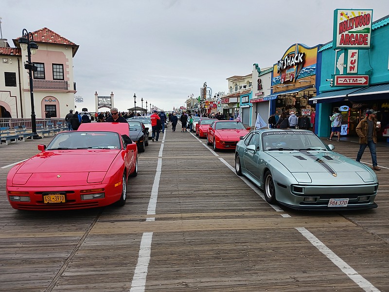 Nearly 300 Porsche coupes, convertibles and SUVs line the Boardwalk for the show.