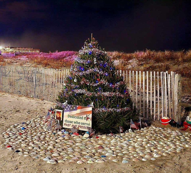 The Military Tree at 11th Street in Ocean City honors the memory of the woman who created it, Kathy Darrow, and members of the military past and present. (Photo courtesy of Dave Darrow)