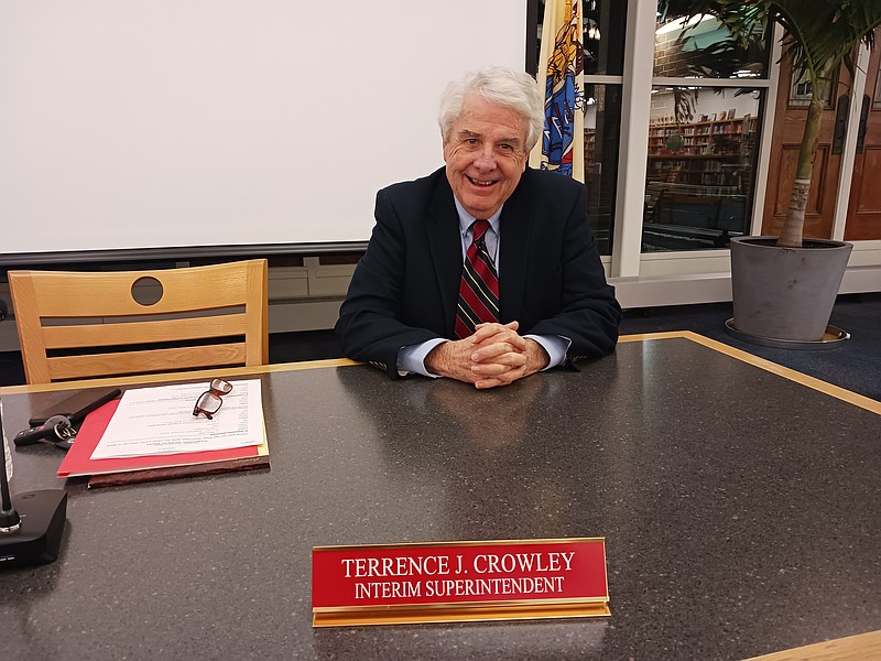 Terrence Crowley serves as the interim superintendent and is helping the district in its search for a permanent superintendent.