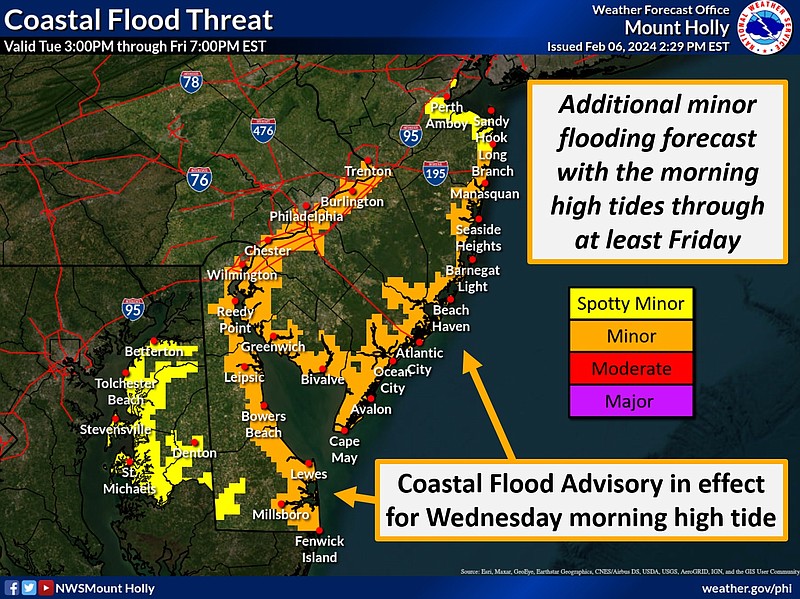 A National Weather Service graphic shows the flood-prone areas this week.