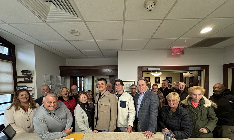 A crowd of supporters for Paul Stryker fill the clerk's office.