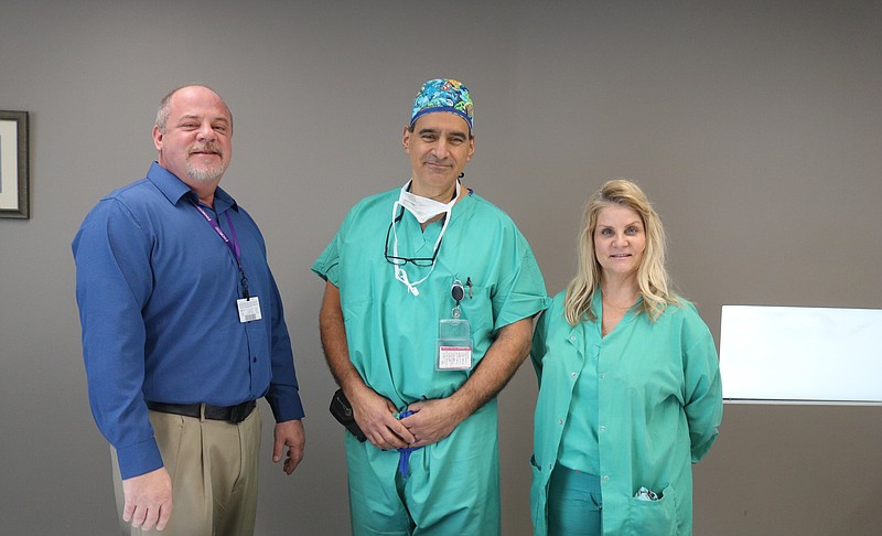 From left, William Juhas, Dr. James Tayoun and Jacqueline Evanson are part of the team at Shore Medical Center overseeing the robotic surgery program.