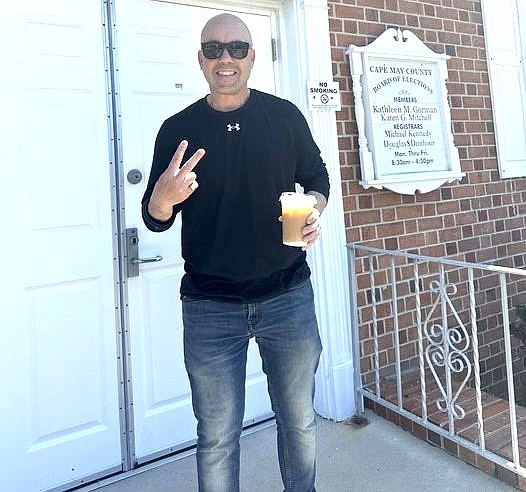 Councilman Jody Levchuk flashes two fingers to indicate his margin of victory. (Photo courtesy of Jody Levchuk)