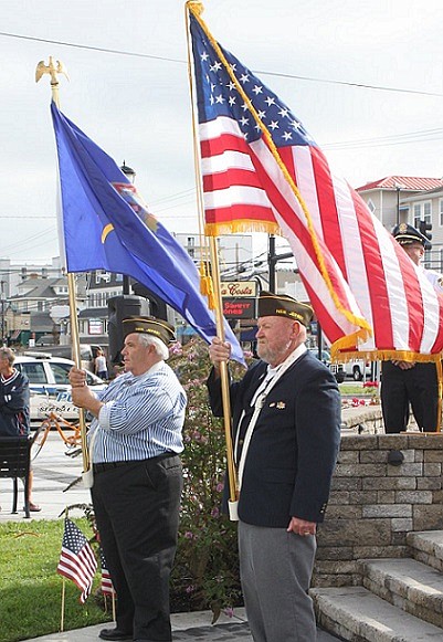 VFW Post 1963’s Color Guard will keep ‘Old Glory’ flying high during Sea Isle City’s Patriot Day Ceremony on September 11.  Shown during last year’s ceremony are veterans John Felicetti (at left) and Bob Bowman.